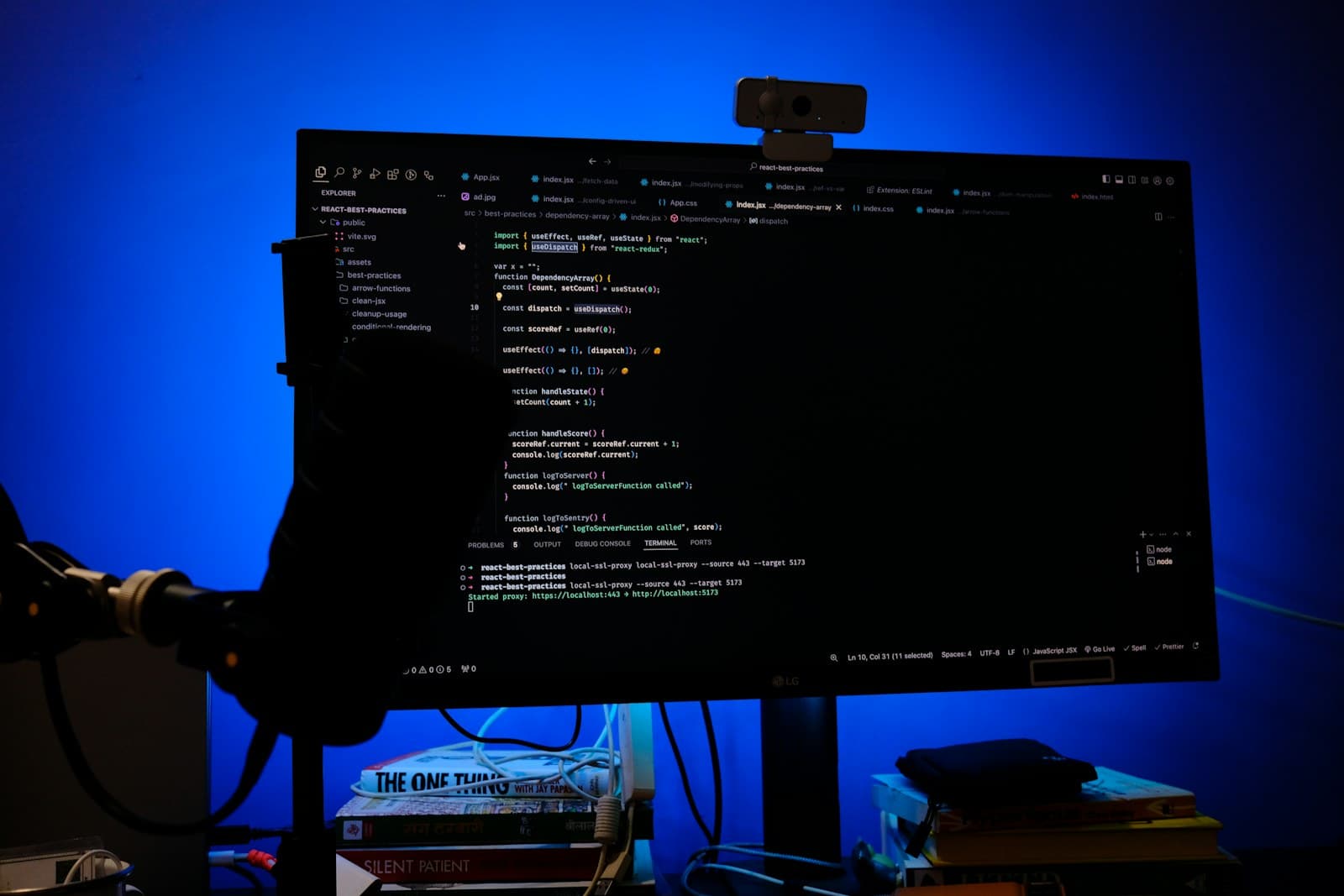 Developer desk creative workspace